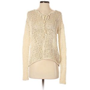 Vince Tan Beige Knitted Crochet Pullover Sweater